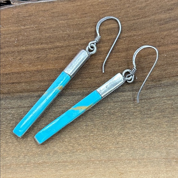 Jewelry - New Mexico Turquoise Southwest Silver Earrings Artist Stamped